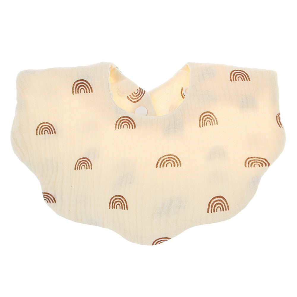 Baby printed bibs Children's pure cotton gauze wavy edge bibs bibs Amazon baby products