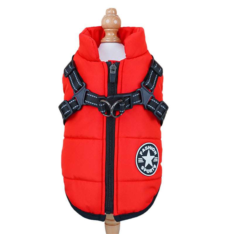 Pet clothes cross-border waterproof thick warm dog cat cotton coat winter chest back cotton vest supplies wholesale