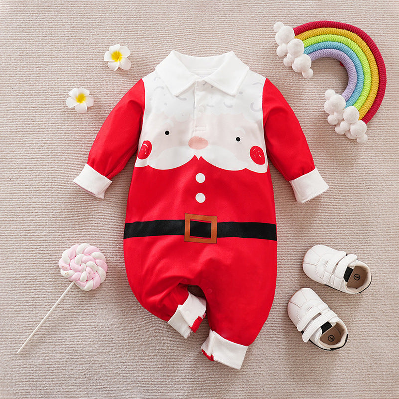 Autumn and winter Christmas baby jumpsuit baby clothes long-sleeved newborn crawling clothes baby Christmas clothing cross-border