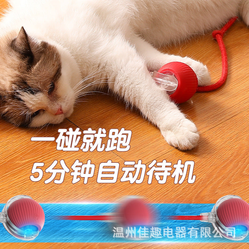 Cross-border bite-resistant automatic cat ball cat toy ball self-entertainment artifact with rope pet supplies jumping ball