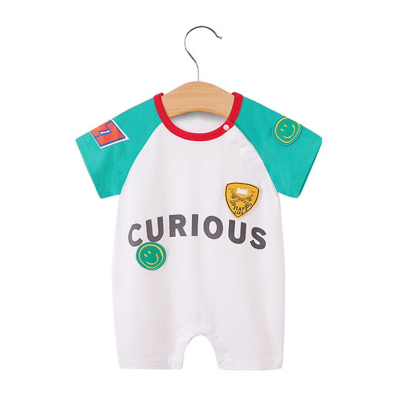 Baby jumpsuit summer clothes baby short-sleeved clothes ins style newborn cartoon animal crawling cotton romper