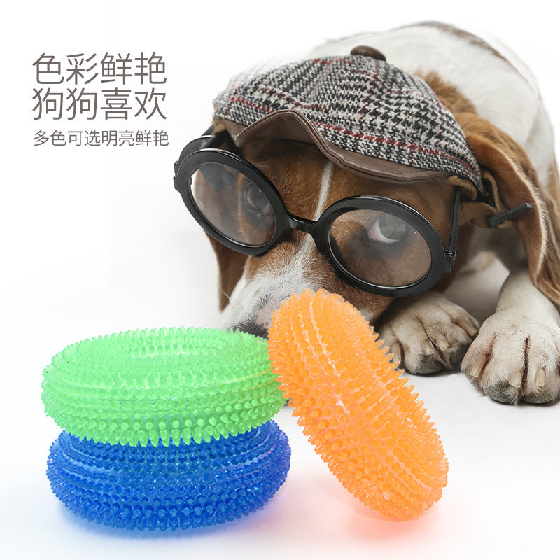 Pet dog toy ball thorn ring bite-resistant grinding teeth gripper makes sound dog donut pet sound thorn ball