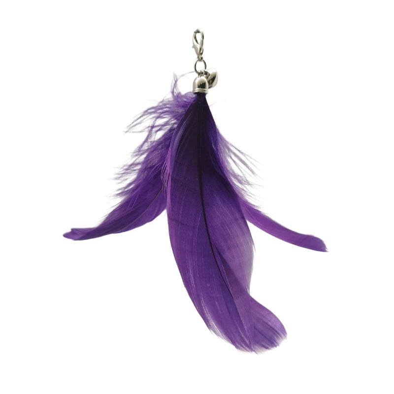 Love Bird Cat Toy Colorful Feather Bird Steel Wire Long Rod Amusing Cat Stick Replacement Head Self-Hi Bite-resistant Pet Toy