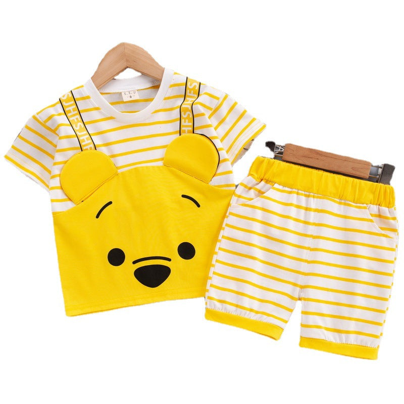 2023 children's clothing summer new style children's clothing boys baby infant suit T-shirt short-sleeved two-piece suit Korean version cross-border
