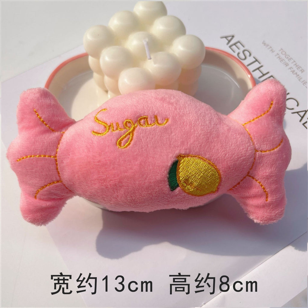 Plush Dog French Bulldog Bite-resistant Ball Rope Sounding Toy Fruit Cartoon Animal Cat Kitten Pet Supplies