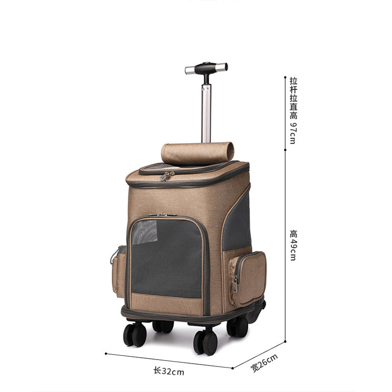 Cross-border new cat bag travel bag portable pet trolley case outdoor dual-purpose large capacity foldable pet backpack