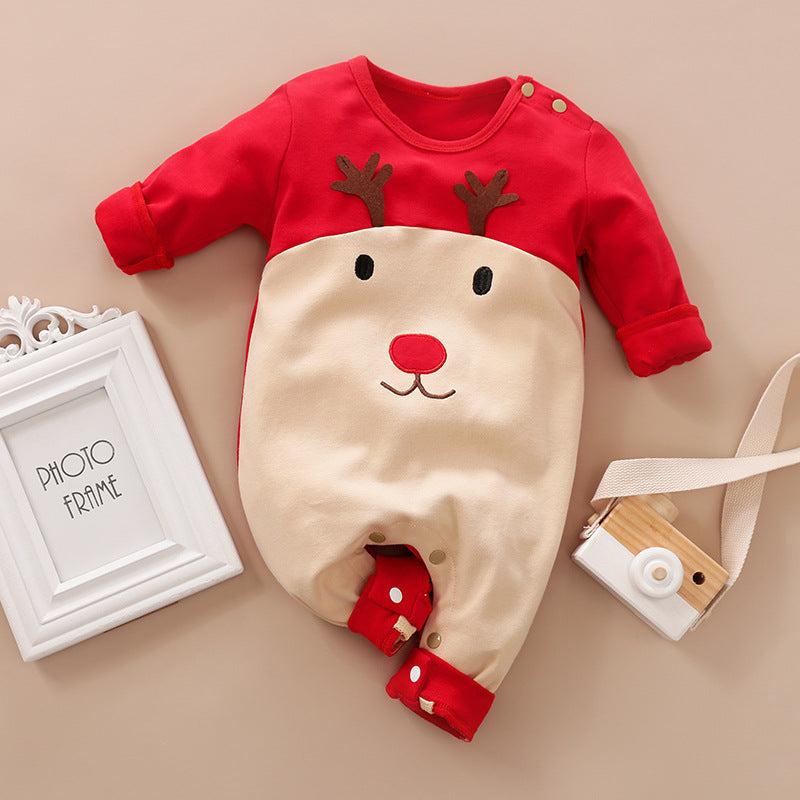 Autumn and winter Christmas baby jumpsuit baby clothes long-sleeved newborn crawling clothes baby Christmas clothing cross-border