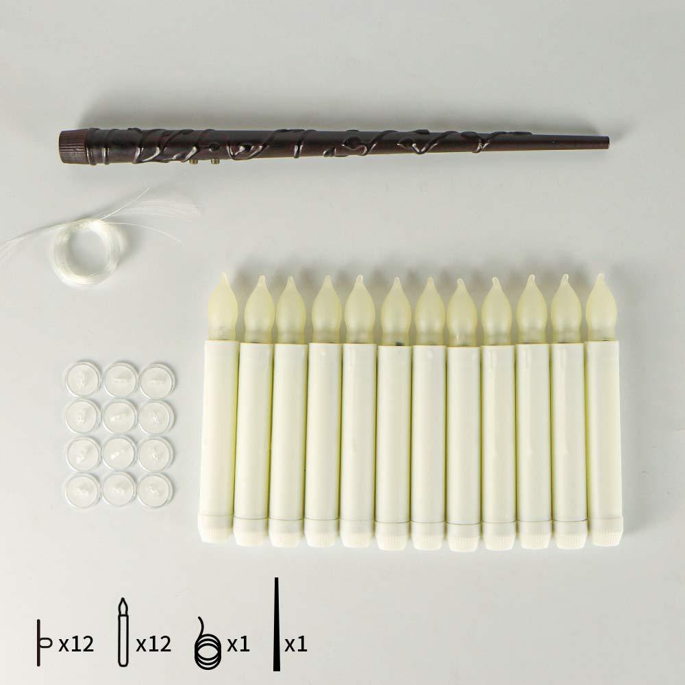 Harry Potter Magic Wand Remote Control Long Strip with Fishing Line Hook Rod Wax Candle Light Halloween Party Decorative Candle