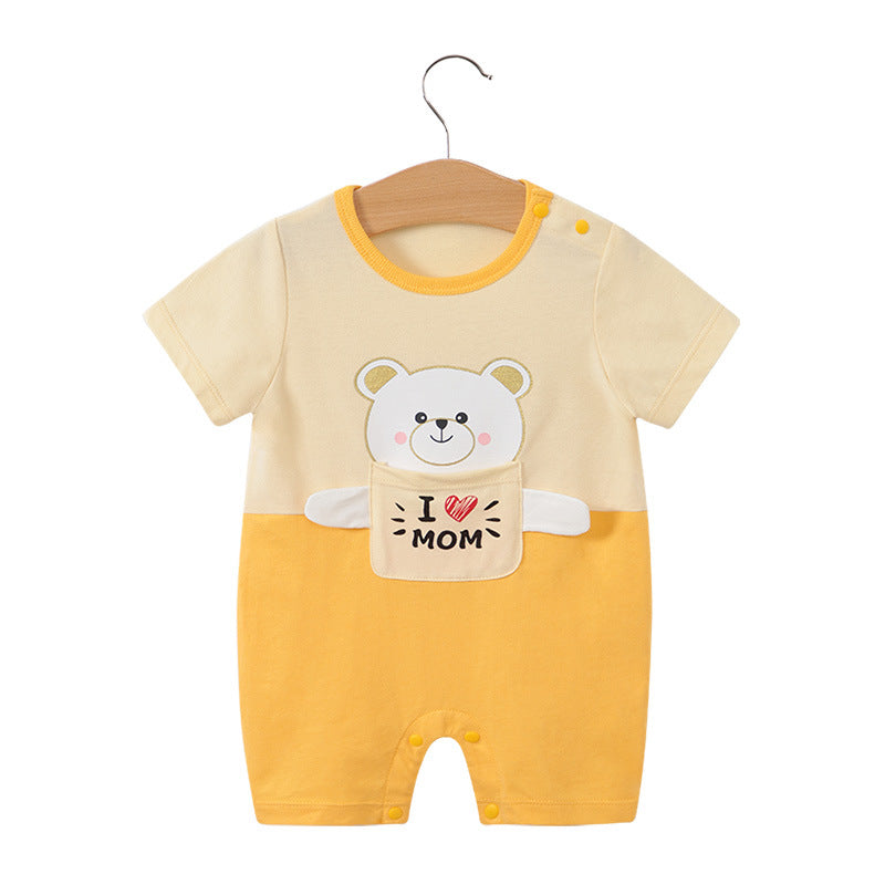 Baby jumpsuit summer clothes baby short-sleeved clothes ins style newborn cartoon animal crawling cotton romper