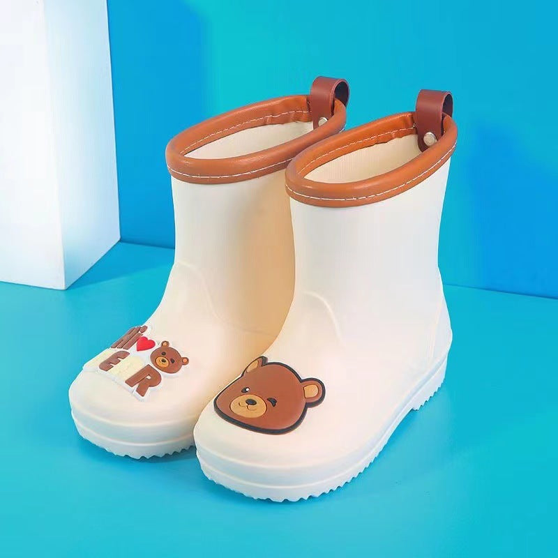 Children's rain boots kindergarten baby new style girls non-slip waterproof rain boots drawstring boy water shoes cartoon high