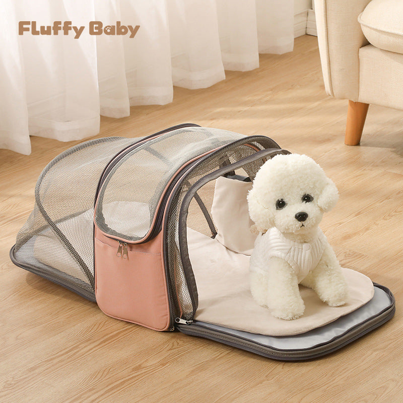 New pet outing bag cat bag dog bag single shoulder backpack Teddy outing portable cat cage expandable tunnel