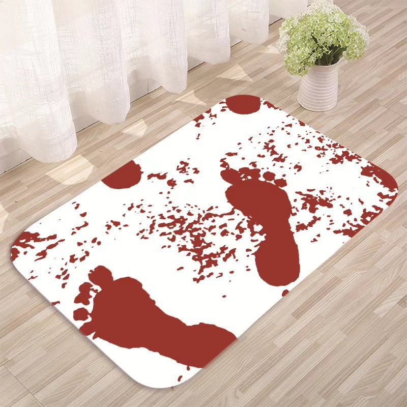 temu Amazon Halloween horror blood red footprints floor mats home bathroom entrance door mats absorbent non-slip mats
