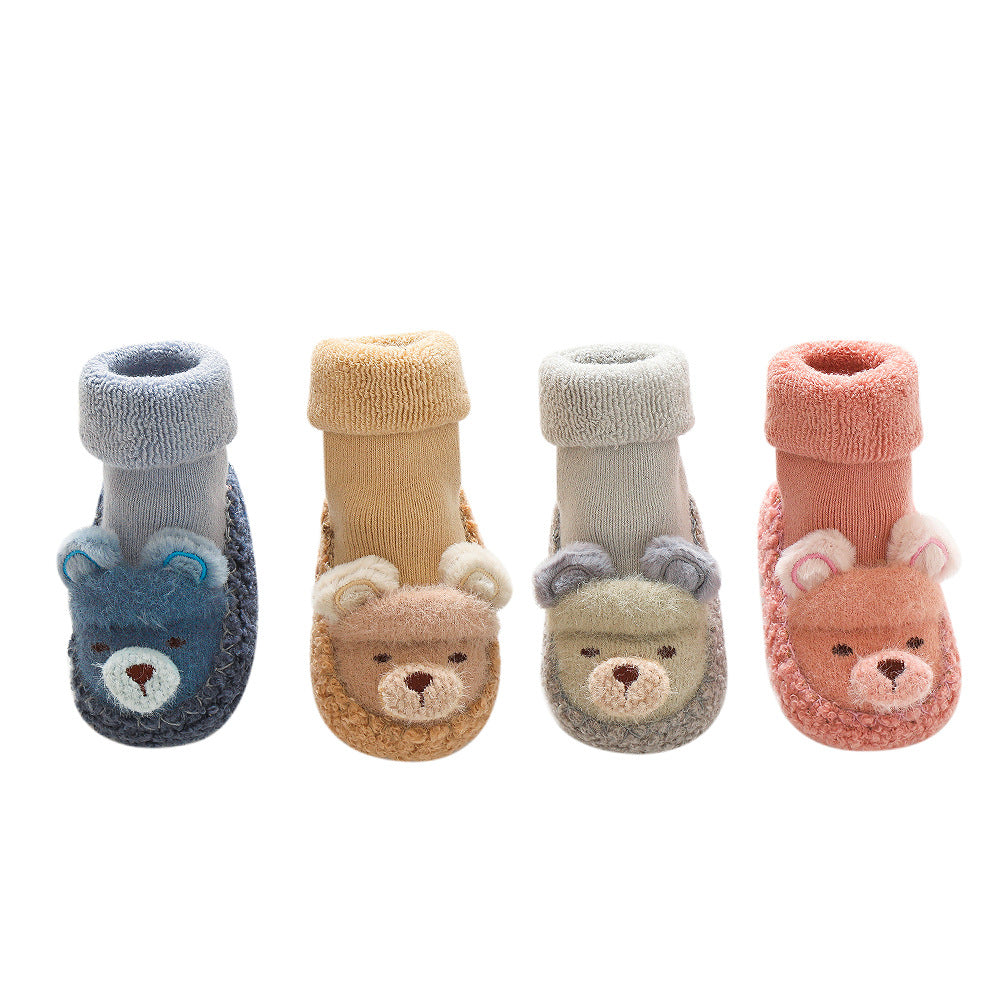 2023 Autumn and Winter New Baby Floor Socks Cute Cartoon Baby Bear Indoor Non-Slip Cooling Men's and Women's Toddler Shoes and Socks