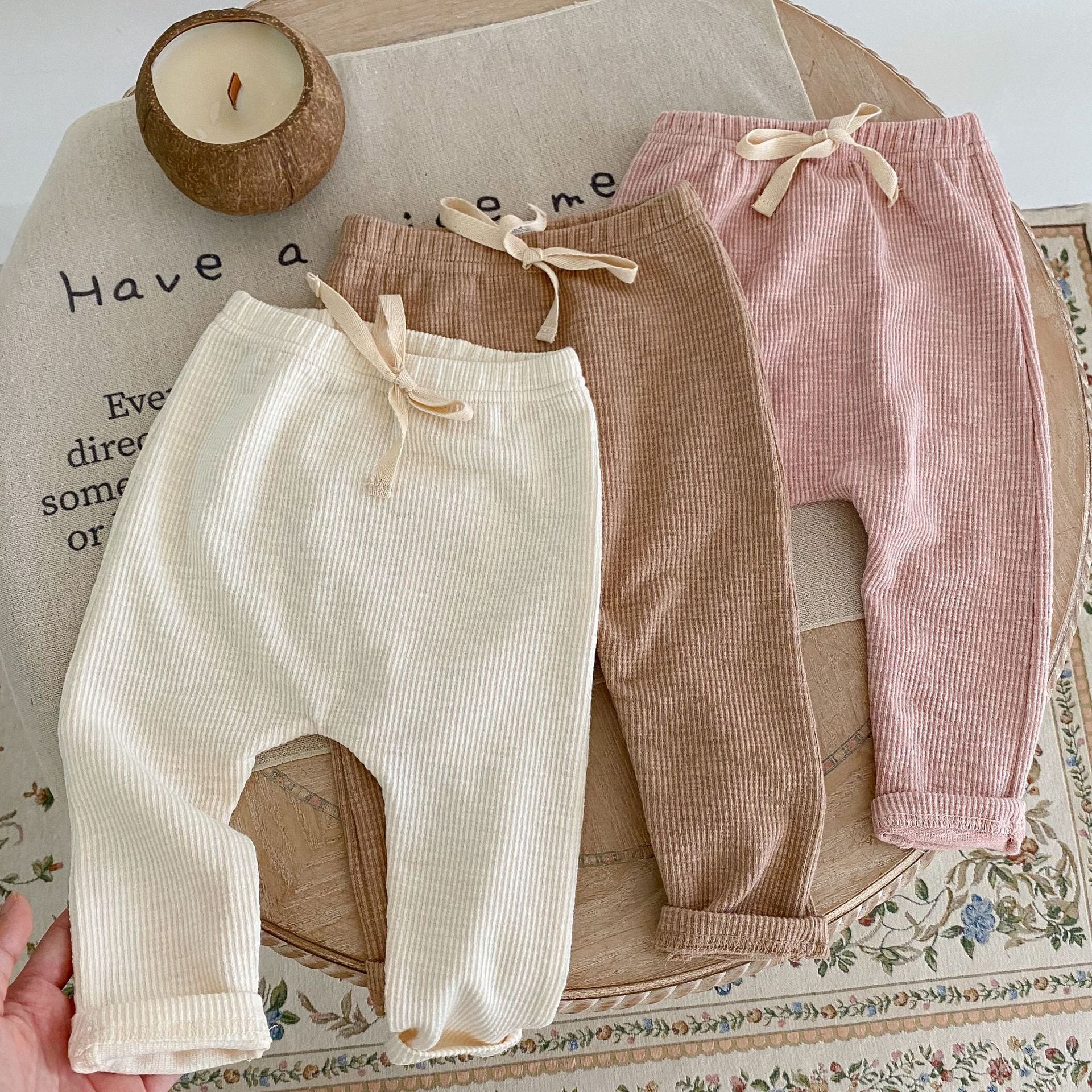 ins 2022 autumn clothes new infants and young children male and female baby big pp fashion trend cotton trousers bottoming all-match trousers