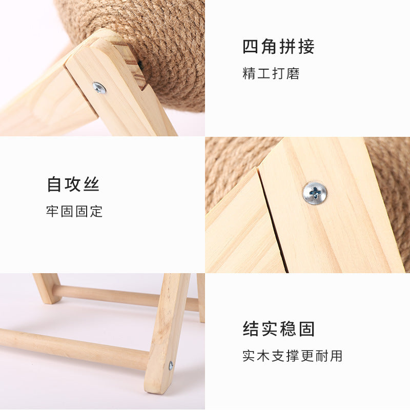 Cat scratching board cat toy wooden cat scratching ball rabbit claw sharpening hemp rope cat climbing frame durable cat scratching post pet supplies