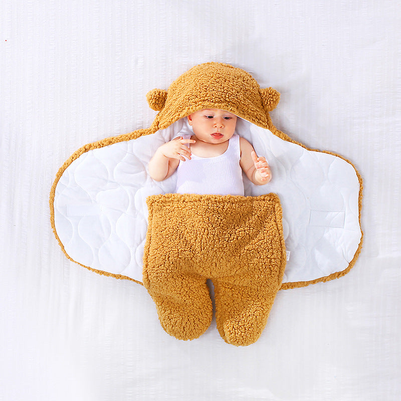 Baby blanket winter newborn swaddle supplies newborn baby wrap outdoor swaddle clothes thickened sleeping bag spring and autumn