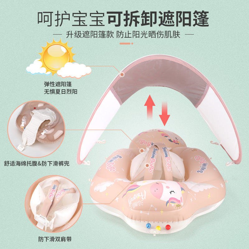 Swimbobo baby swimming circle lying circle children's swimming circle armpit circle sunscreen sunshade cross-border pink pony style