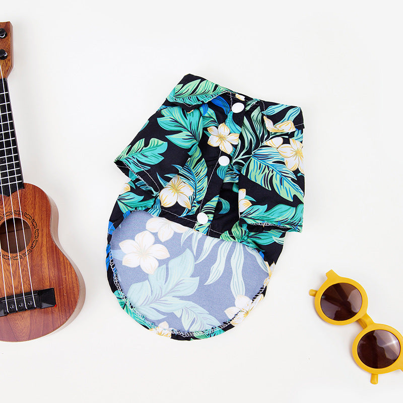 Amazon hot sale small and medium-sized dog beach shirt Hawaii pet dog cat golden retriever clothes supplies spring and summer