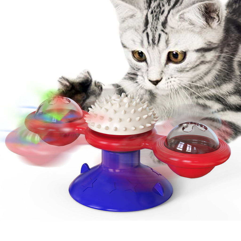 Amazon hot selling windmill cat toy turntable cat scratcher cat brush pet supplies manufacturer