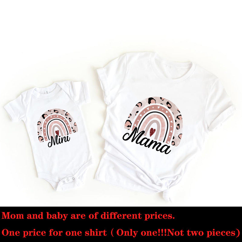 Parent-child summer clothes for a family of three 2022 new pure cotton baby mother and daughter clothes baby fart clothes family clothes T-shirt