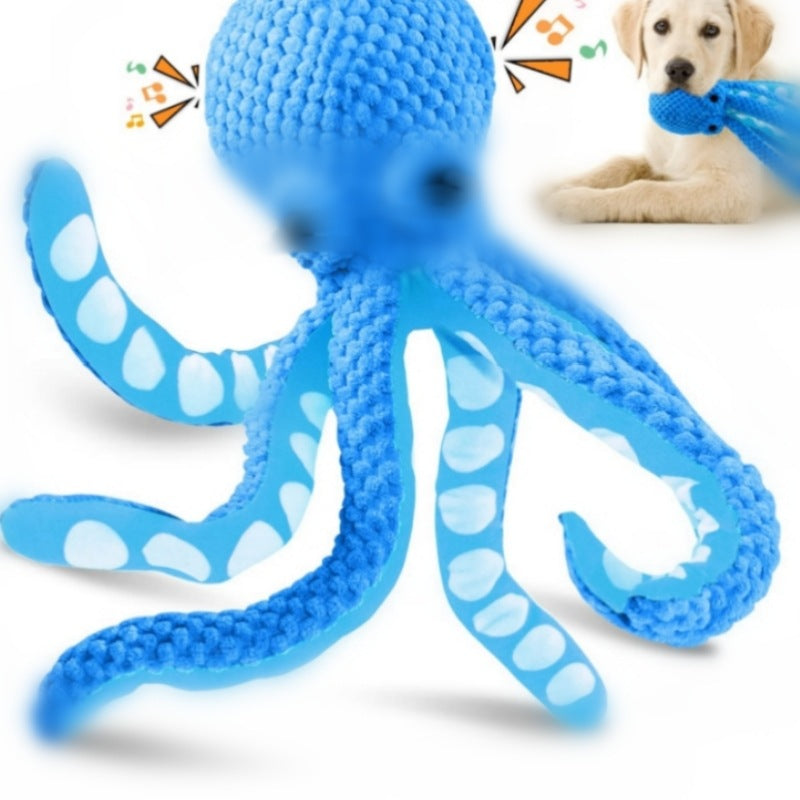 Amazon hot dog pet octopus plush sound toy interactive boredom resistant bite octopus toy