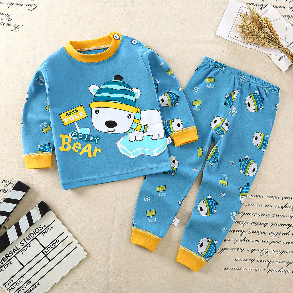 Children's underwear set cotton pajamas girls baby long johns cotton boys home clothes children's clothing wholesale
