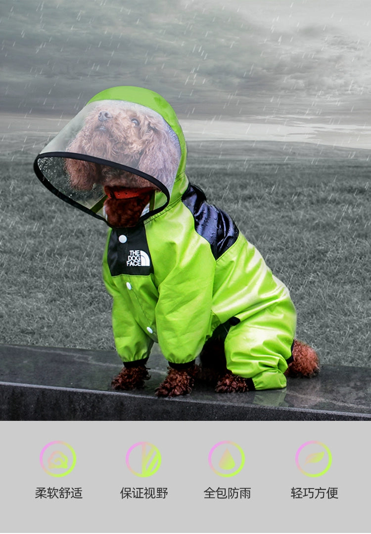 Puppy raincoat four-legged all-inclusive medium dog small dog rainy weather clothes pet rain cape