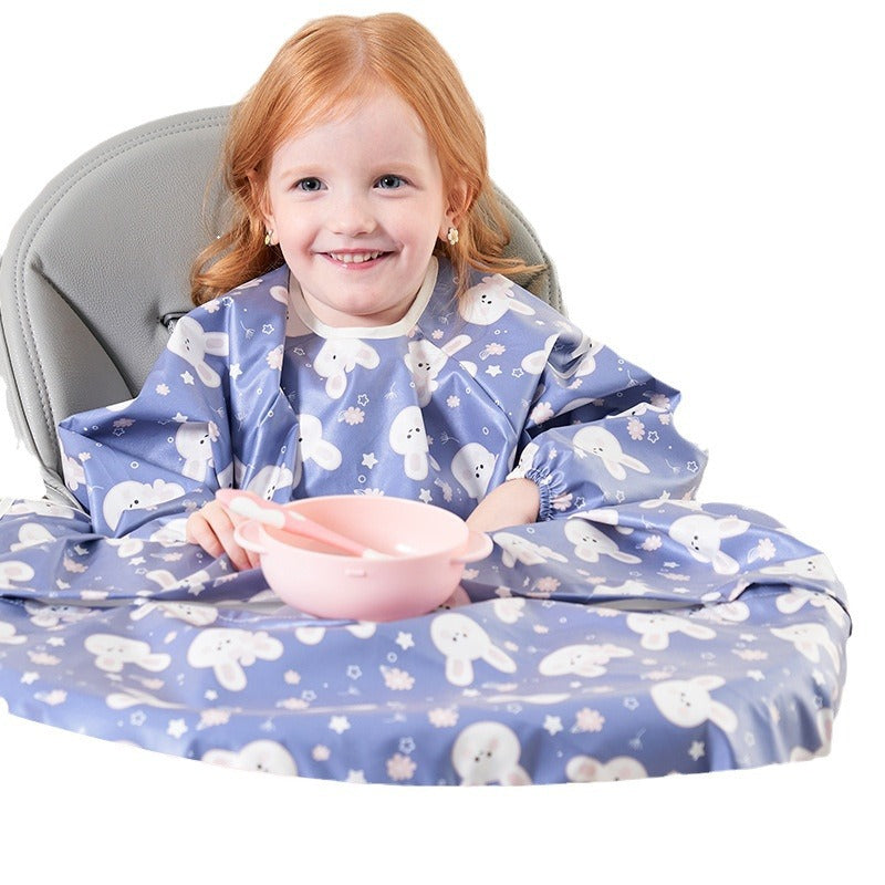 Baby eating one-piece dining chair cover children's independent eating full-cover rice pocket bib clothes baby food waterproof