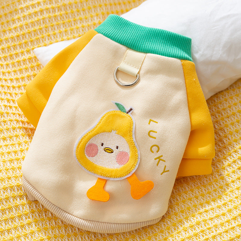 New autumn and winter Korean version dog cute cartoon small and medium-sized dog bear sweatshirt cat Teddy pet dog clothes