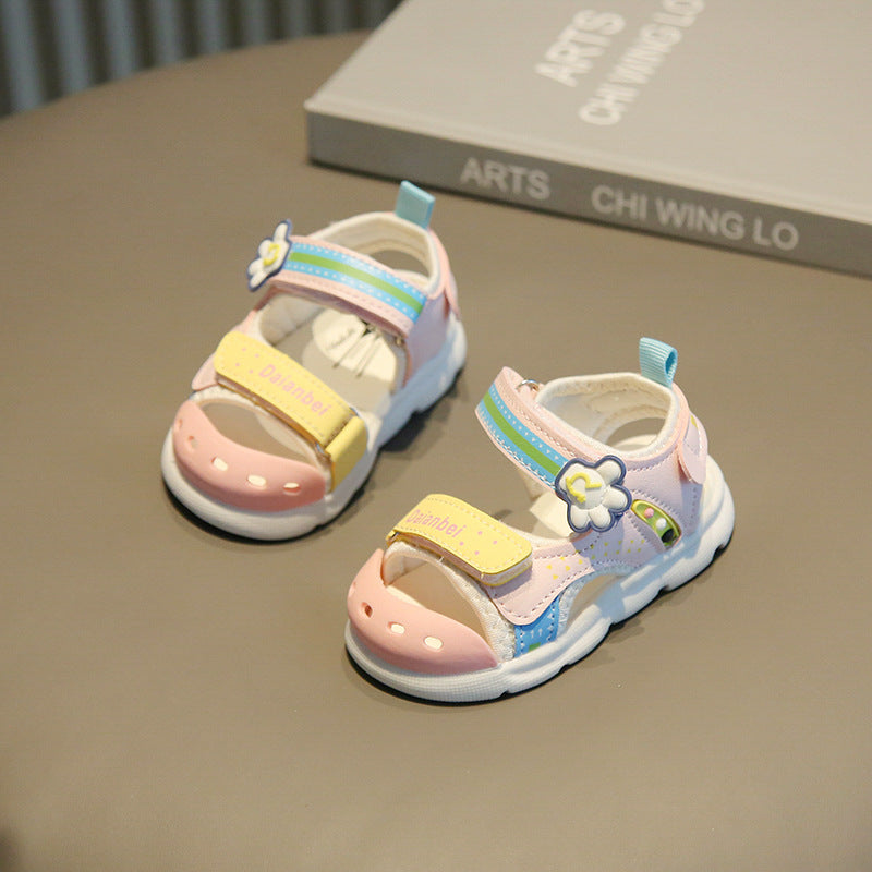 Baby cartoon sandals 2025 summer children's functional shoes boys and girls small and medium children's Baotou beach shoes toddler shoes