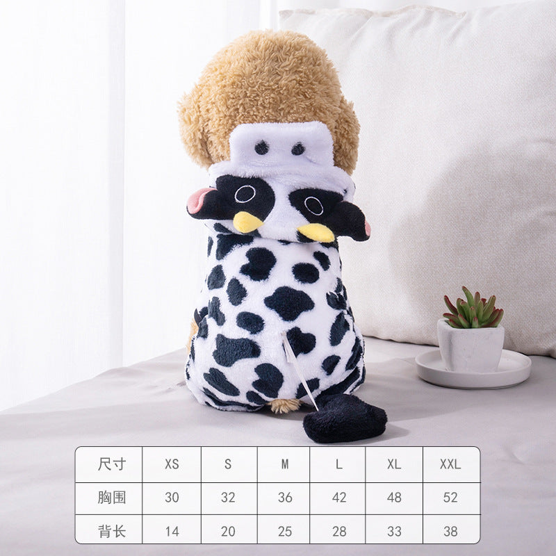 Pet clothes transformation clothes coral fleece autumn and winter dinosaur four-legged dog winter clothes cat pet clothes wholesale