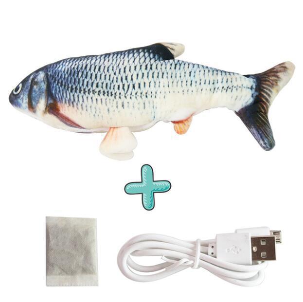 Cross-border electric fish to tease cat fish USB charging pet toy wagging tail jumping fish plush cat toy simulation fish
