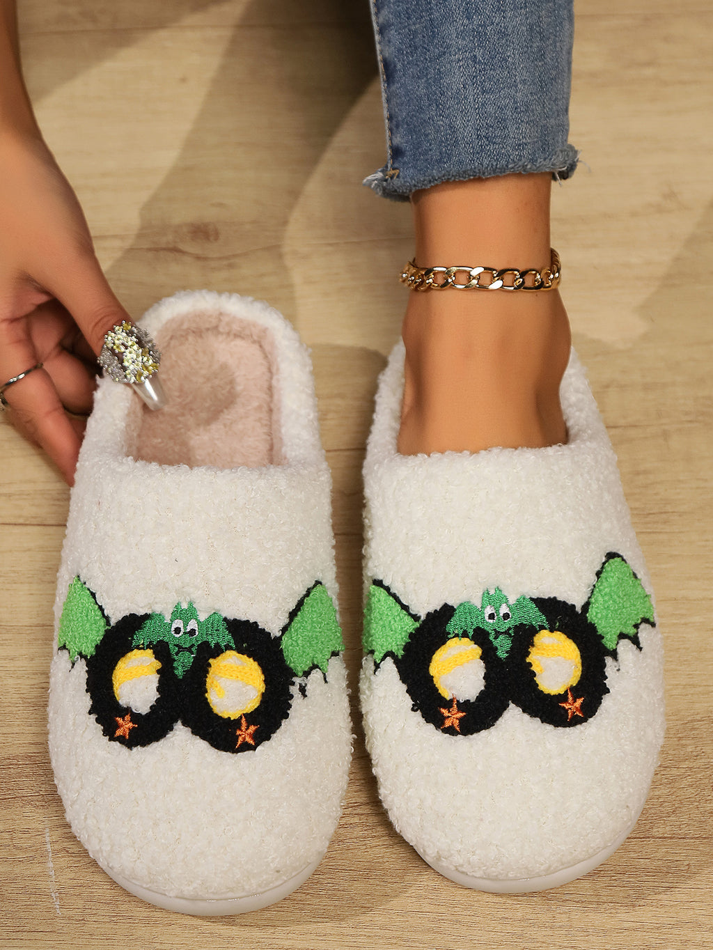 Halloween cross-border mushroom hot sale winter peach heart cotton slippers women wholesale indoor home rainbow plush warm slippers