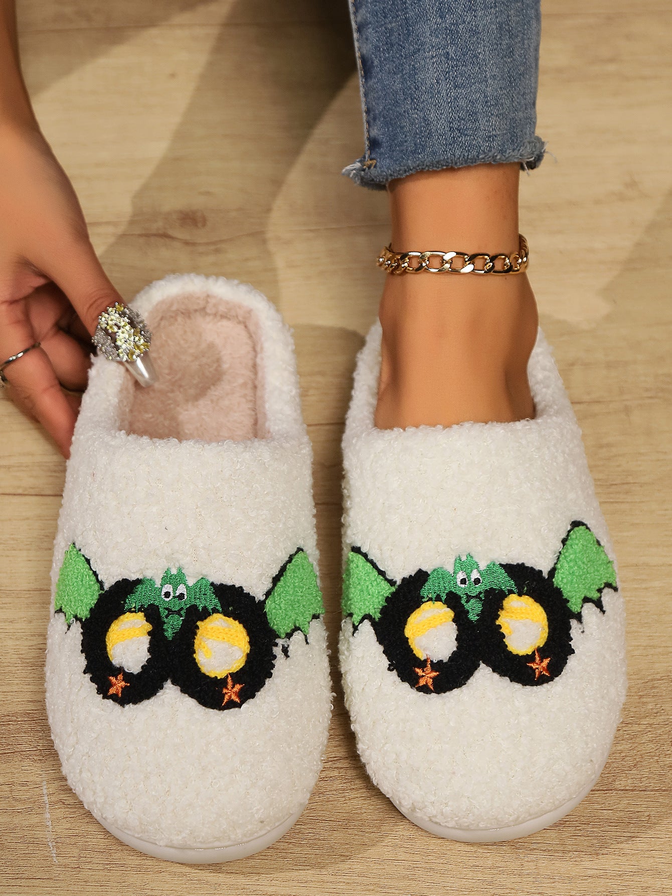 Halloween cross-border mushroom hot sale winter peach heart cotton slippers women wholesale indoor home rainbow plush warm slippers