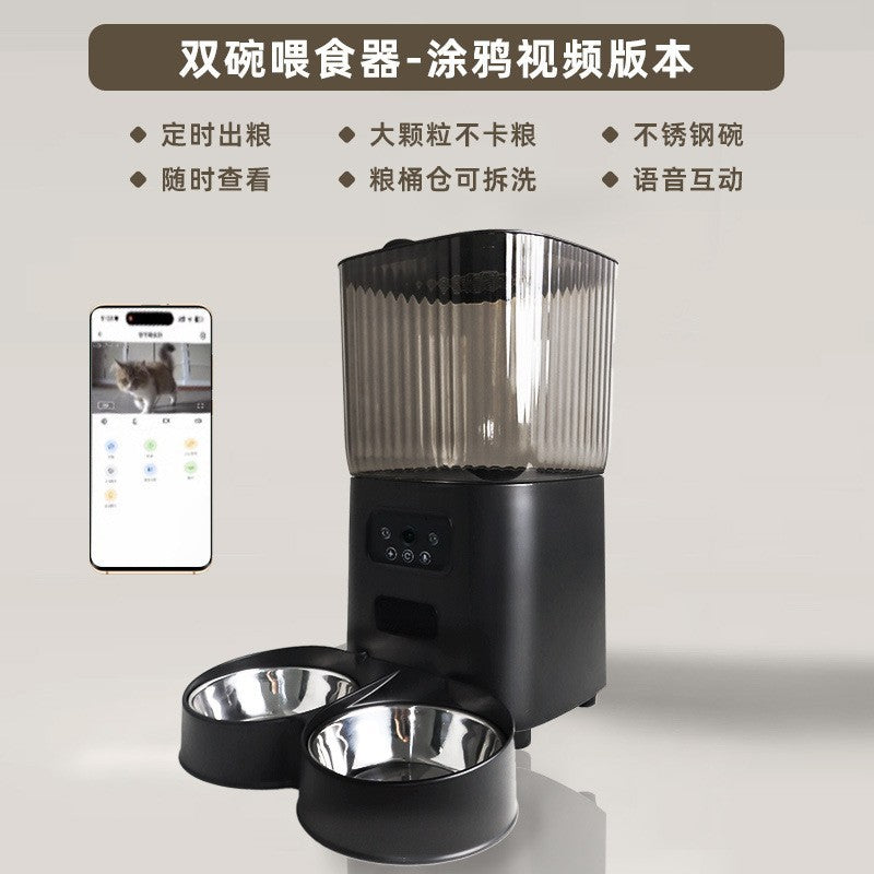 Pet smart feeder cat large capacity remote monitoring timing quantitative with camera automatic cat feeding artifact