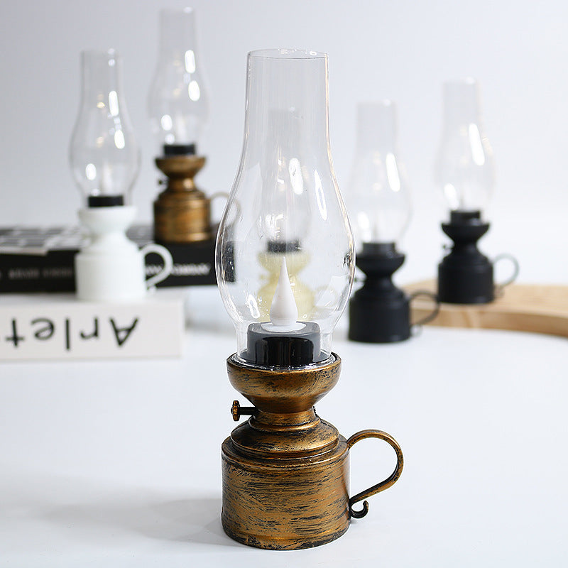 Halloween candle lamp small oil lamp retro electronic kerosene lamp simulation nostalgic ornaments atmosphere night light Christmas candlestick