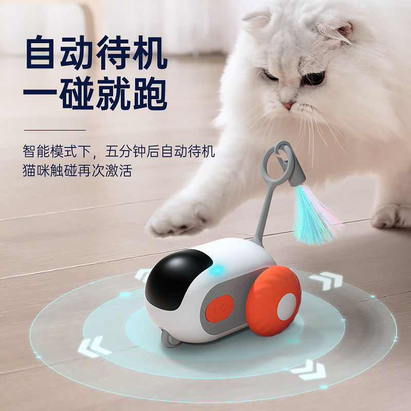 TEMU popular pet gravity running sports car smart car toy cat teaser feather toy automatic driving mode