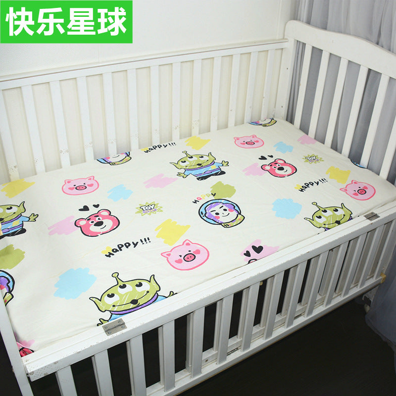 Foreign trade pure cotton crib bed sheet baby maternal and infant products ins children cartoon bed cover wholesale