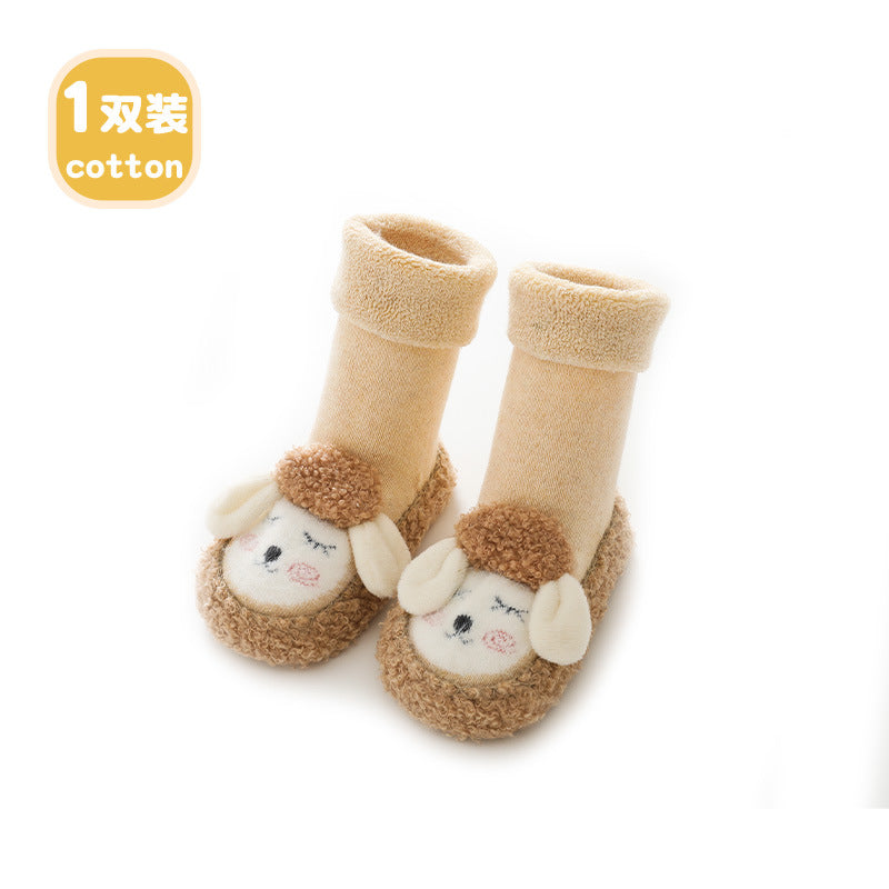 Liu Chengxing floor socks baby autumn and winter terry thickened children's toddler shoes and socks sets cartoon non-slip baby socks shoes