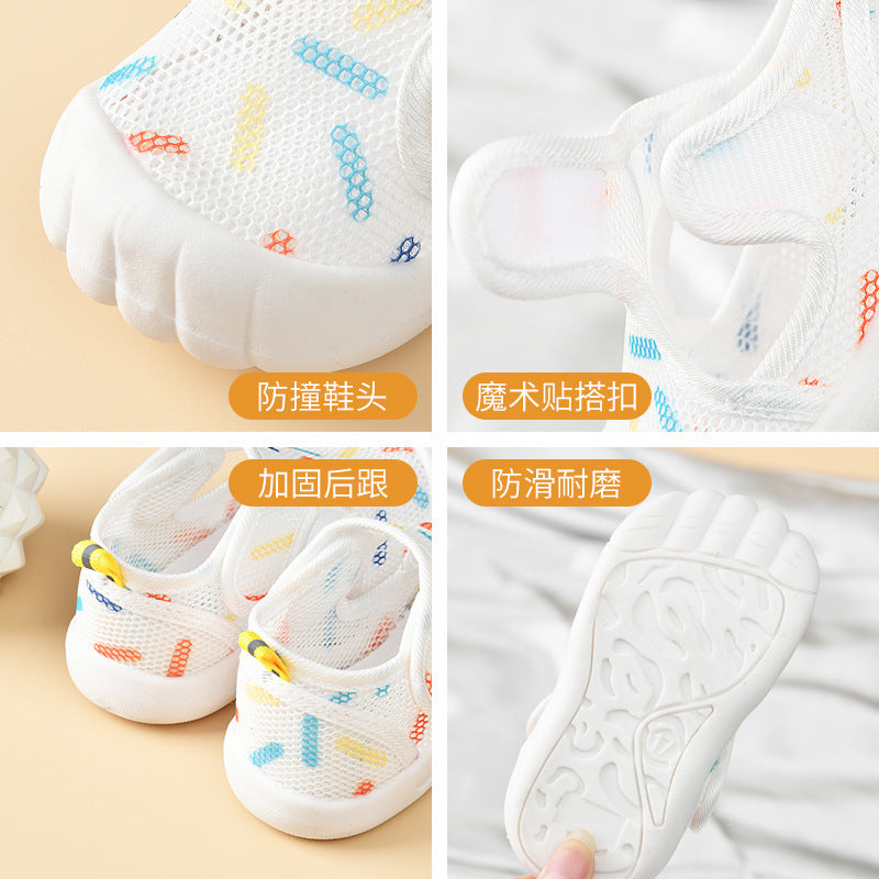 Toddler shoes thin summer baby children cartoon non-slip wear-resistant anti-kick baby anti-collision mesh shoes 0-3 years old boys and girls