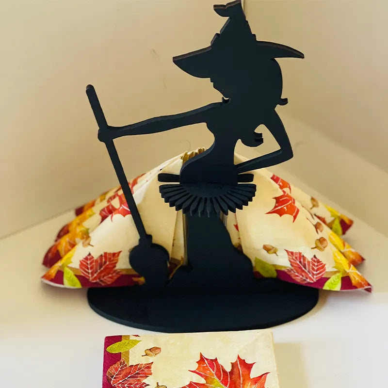 Witch Napkin Holder wooden Halloween witch napkin holder kitchen restaurant decoration ornaments
