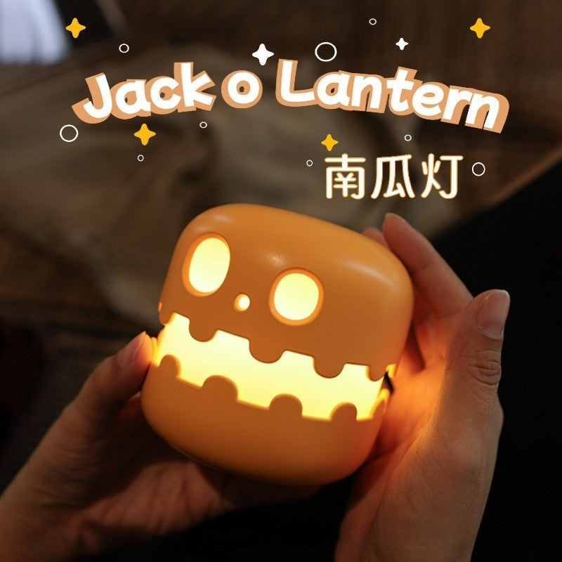 Cross-border Halloween pumpkin night light party decoration USB charging timer funny ornaments atmosphere sleep LED light
