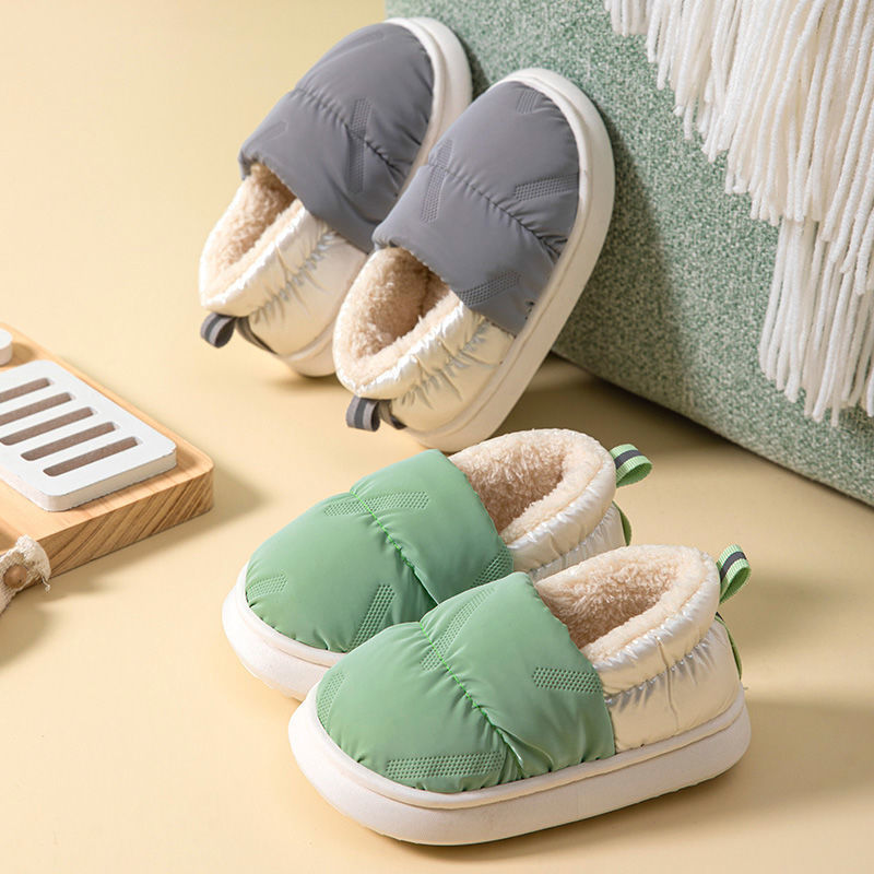 Boys' slippers, children's cotton slippers, winter bag heel, non-slip small and medium-sized children's thick soft bottom plus velvet warm baby cotton shoes