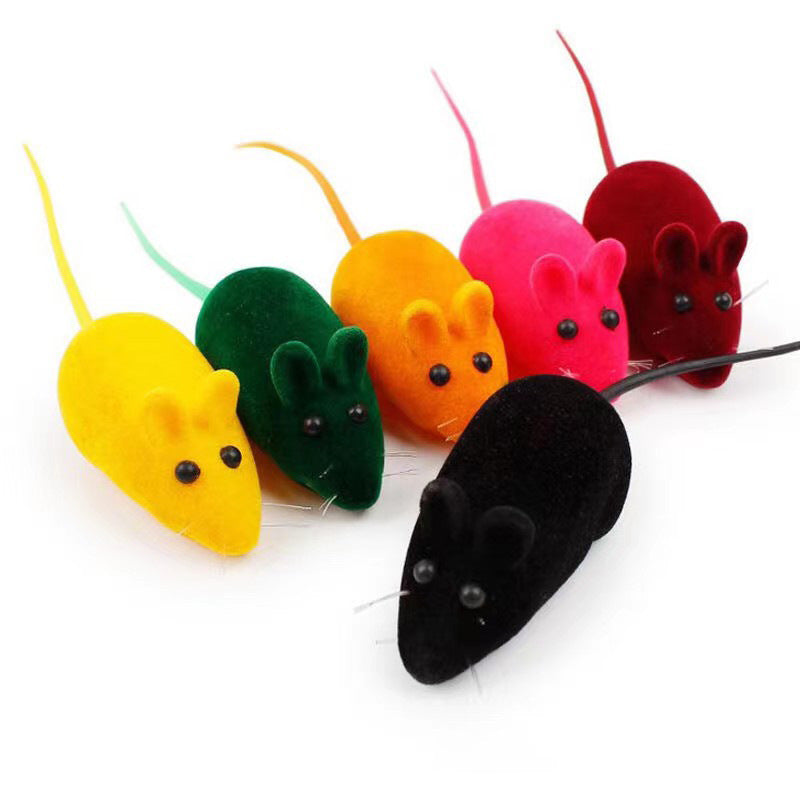 Yijie vinyl flocking little mouse to tease cat cartoon sound toy simulation mouse vinyl sound pet toys