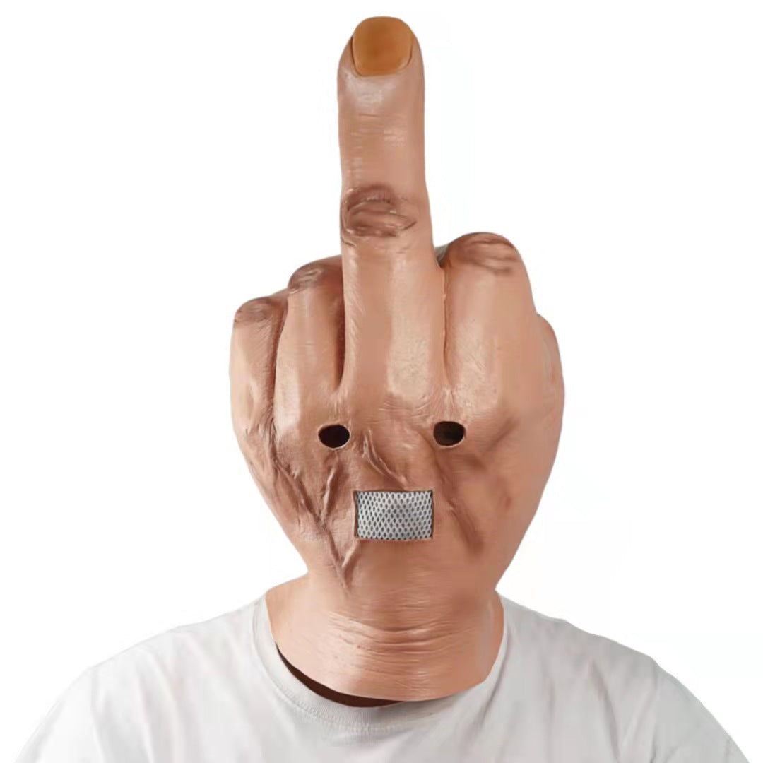 middle finger mask spoof contempt vertical middle finger mask halloween full head latex headgear DJ mask
