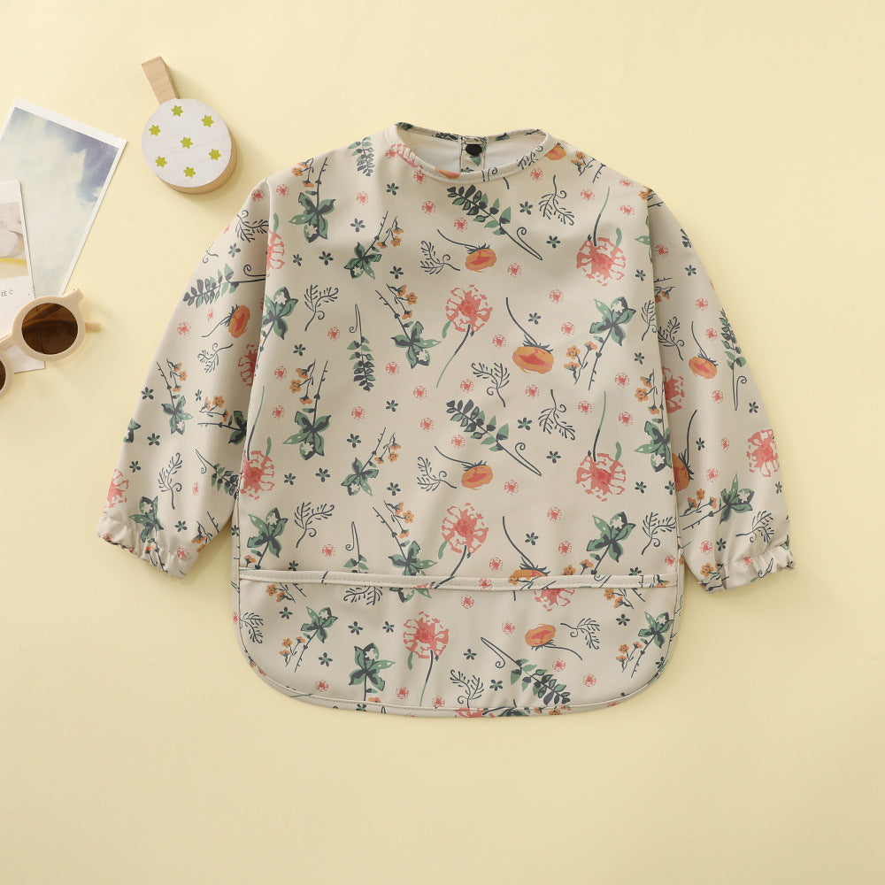 Danish children's waterproof anti-clothing bib baby eating bib super soft waterproof baby rice pocket anti-dirty feeding