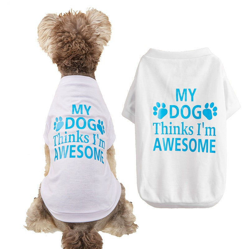 Spot pet summer cat and dog clothes cotton English printing pet dog clothes vest T-shirt summer