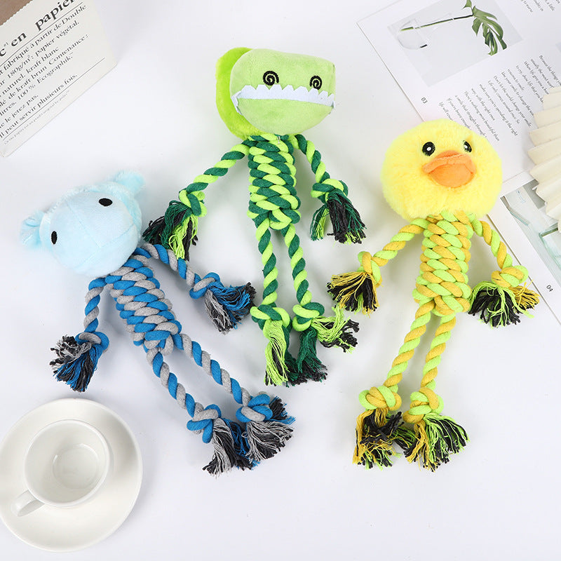 Dog Plush Cotton Rope Chewing Toy Cute Animal Shaped Teeth-Resistant Pet Supplies Manufacturer Wholesale
