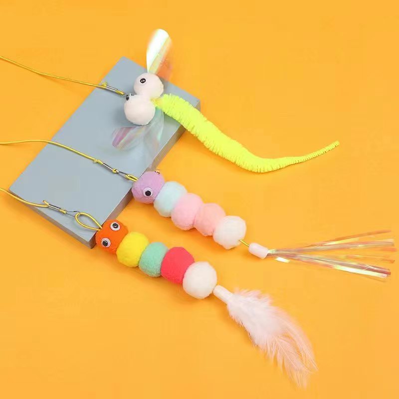 New cat teaser stick toy hanging door pet cat felt toy retractable catnip hanging cat teaser toy