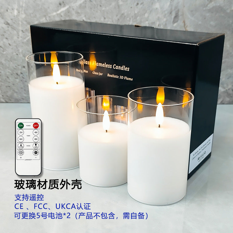 Glass shell electronic candle lamp with replaceable battery party romantic atmosphere lamp Christmas Halloween decoration lamp
